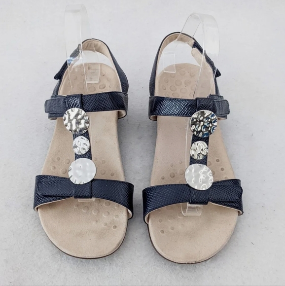 Vionic Shoes - Vionic Farra Lizard Navy Blue Comfort Strappy Sandals Womens Sz 8.5